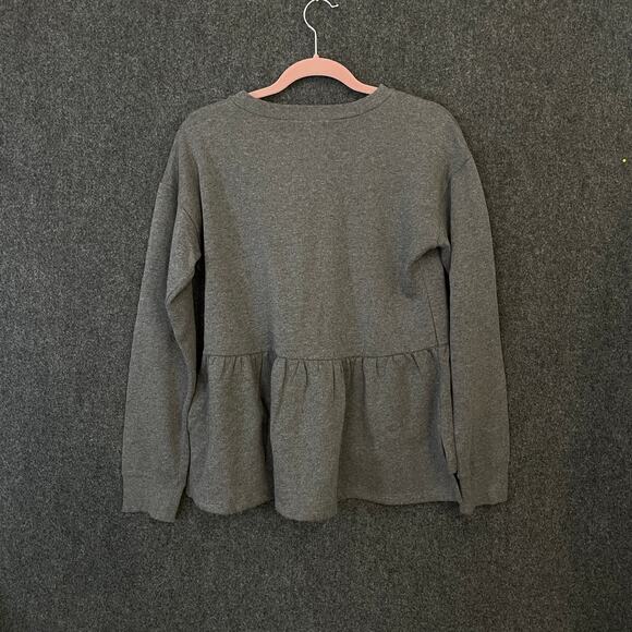 14th & Union Gray Peplum Sweatshirt Women’s M Casual Chic Cottagecore Preppy - Picture 2 of 8